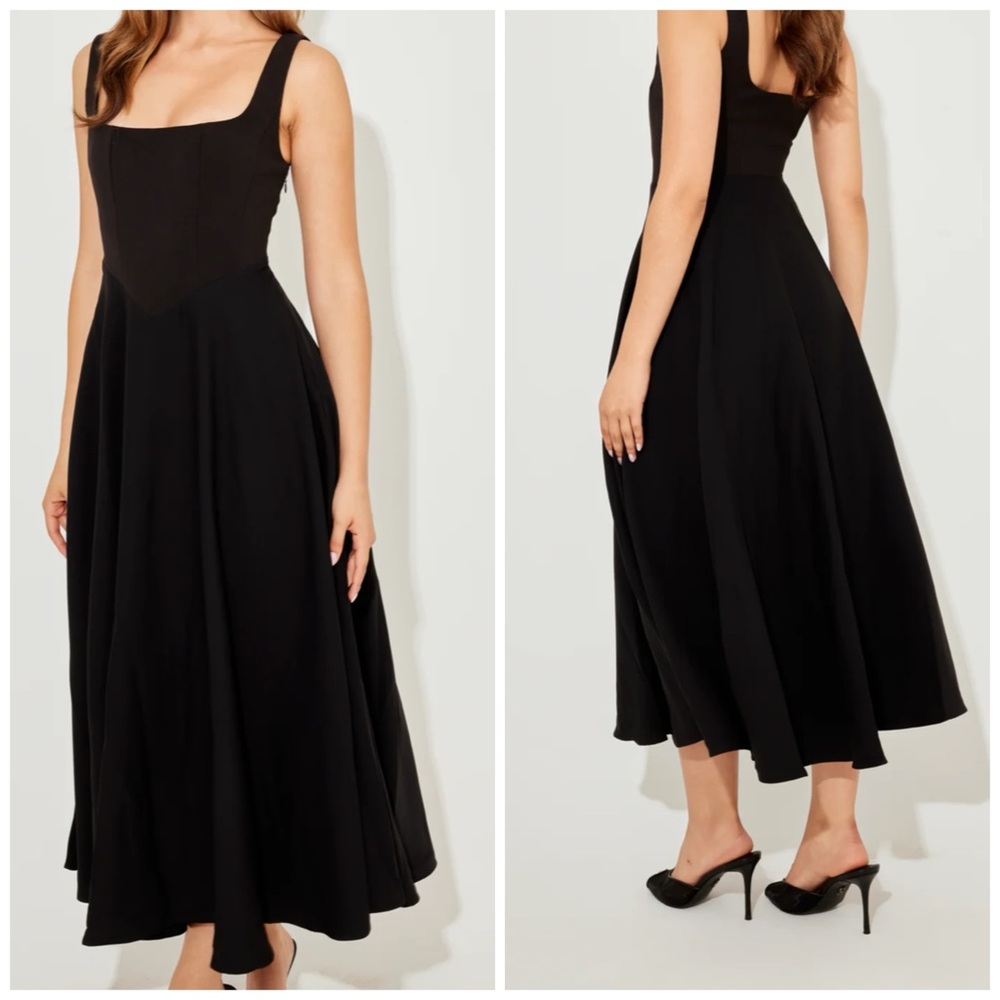 NWT The Ultimate Muse High Waist Square Neck Midi Dress